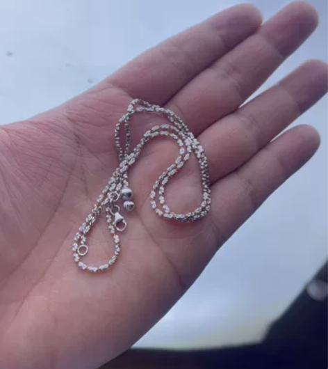 18k白玫钻石链 6.19g/50cm抽拉...