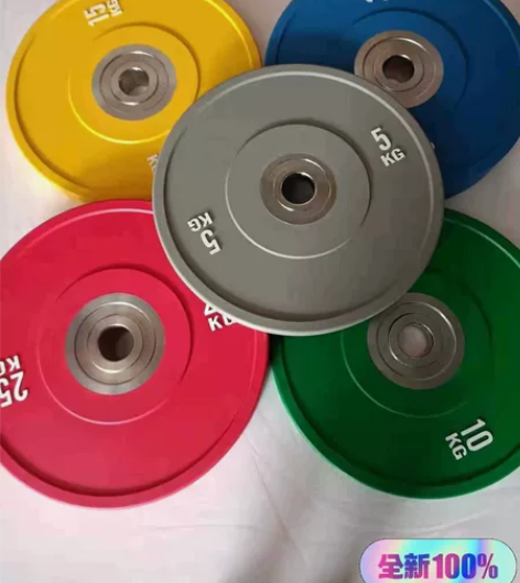 竞技杠铃片彩色全胶大孔杠铃片 5cm孔径，...