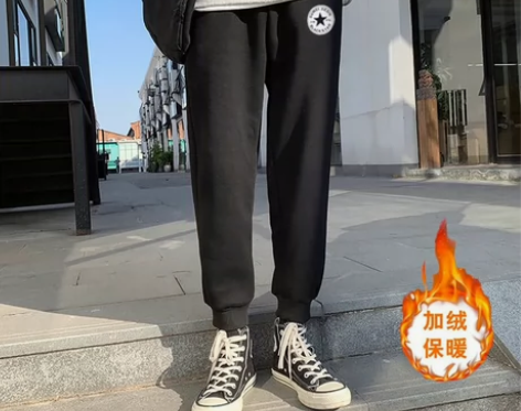 加绒加厚卫裤子男士女学生韩版潮流百搭宽松秋...