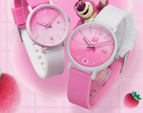 迪士尼儿童手表女孩草莓熊粉红风暴初中生高中...