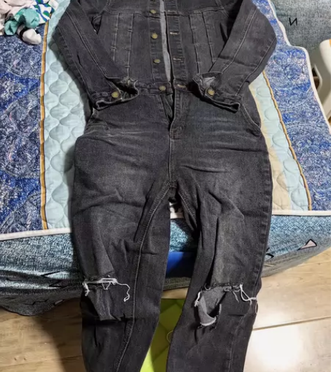 女士复古牛仔连体裤长袖长裤九分裤左右包邮2...