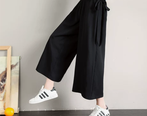 搬家清理衣柜，黑色阔腿裤女春秋宽松直筒显瘦...