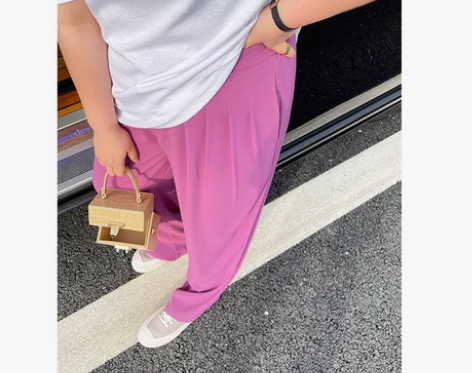 美术馆直腿裤 顺滑垂坠大码直筒裤女胖mm高...