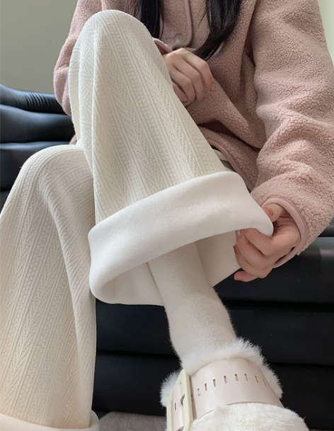 雪尼尔加绒阔腿裤女秋冬季2024新款高腰垂...