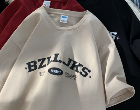 新年2024夏季款200克纯棉短袖美式百搭...