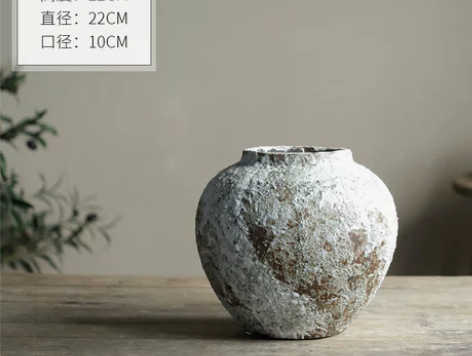 御三泥台面粗陶花瓶干花花瓶陶罐罐子陶瓷复古...