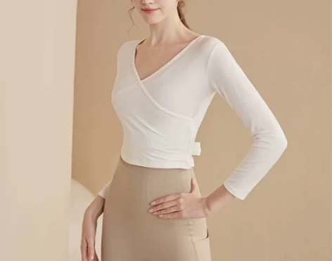 V领系带瑜伽服女长袖T恤高级感运动上衣透气...