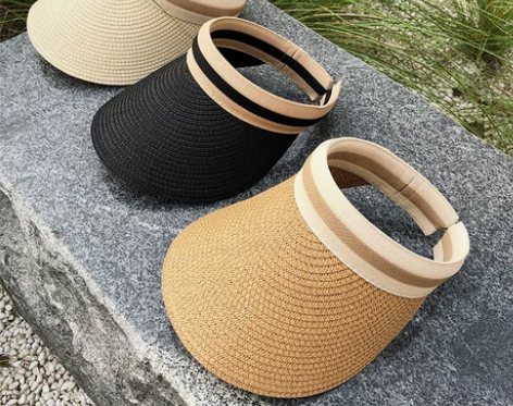 夏天草编空顶帽女生韩版ins风遮阳防晒帽子...