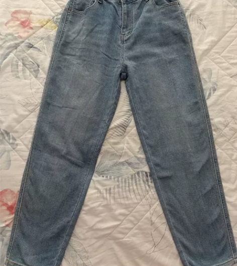 苣藏肉！不挑腿型春秋半松紧高腰蓝牛仔裤弹力...