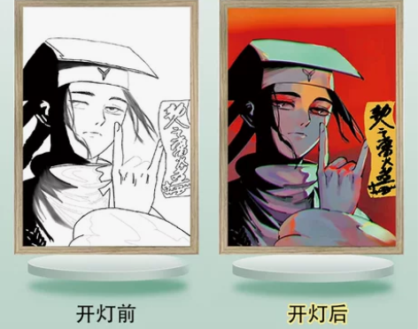 姜明子灯光画床头柜ins抖音日月同错国漫礼...