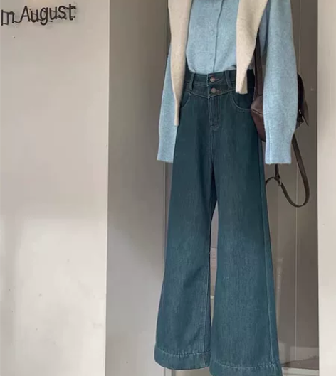 美式复古高街ins潮显瘦阔腿拖地裤女202...