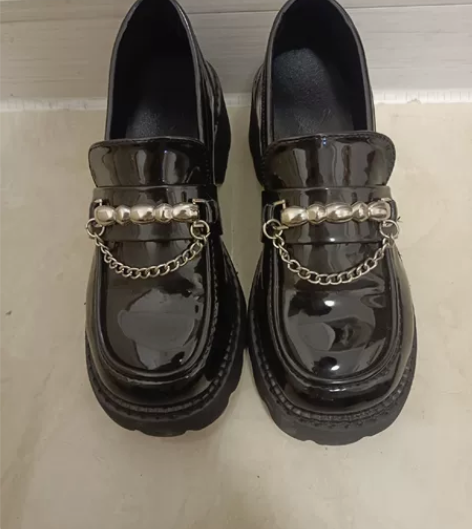 厚底小皮鞋女夏季新款2024年小众百搭黑色...