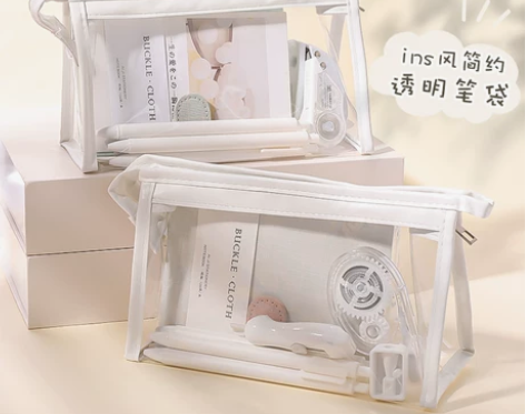 透明笔袋女孩简约ins日系大容量初中高中生