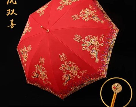 红伞结婚新娘伞红色出嫁雨伞中式古风婚嫁迎亲...