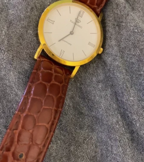 天王  经典简约时尚商务石英手表 白棕色 ...