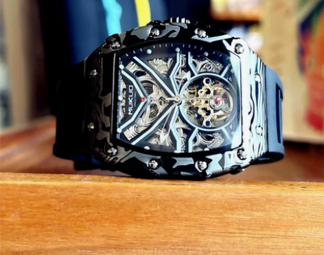 理查镂空手表男全自动机械表陀飞轮个性夜光防...
