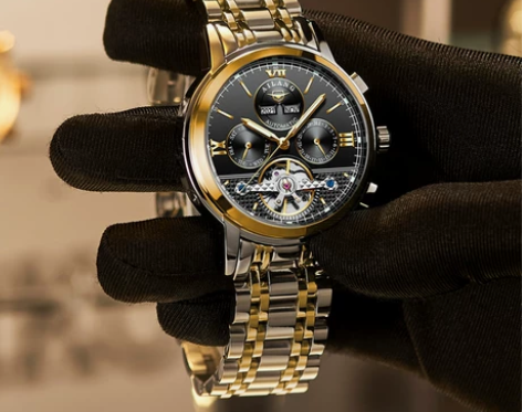 艾浪防水男表新款间金黑机械表全自动霸气陀飞...