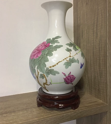 景德镇陶瓷花瓶一个送底座包邮 加底座高26...