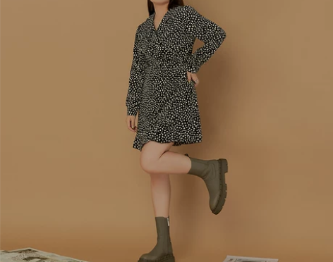 碎花连衣裙女秋季大码胖mm雪纺法式长袖遮肚...