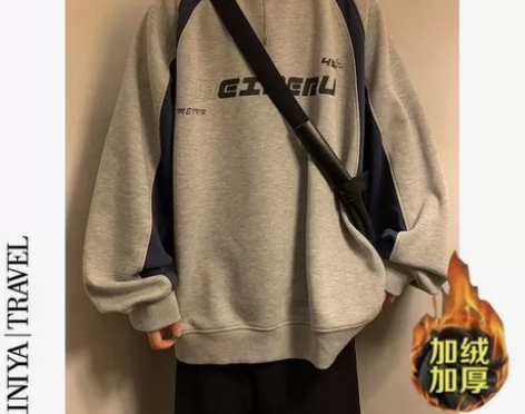 XINIYA卫衣男秋冬款加绒ins潮流宽松...