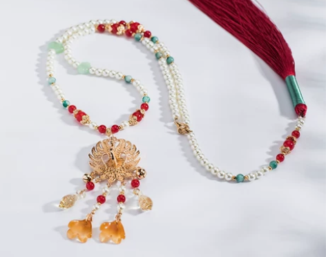 【云霓雀翎】背云长璎珞新中式马面裙配饰原创...