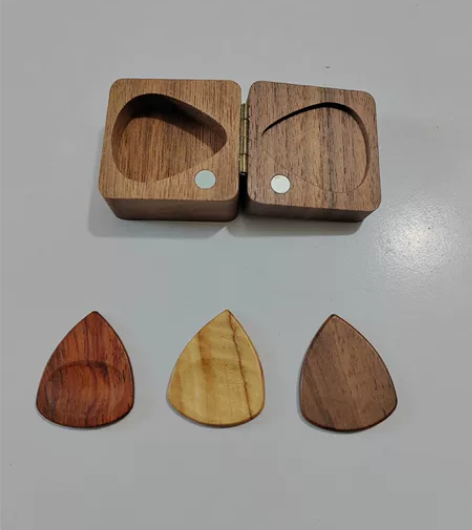 黑胡桃实木吉他拨片收纳盒，每盒装三片，  ...