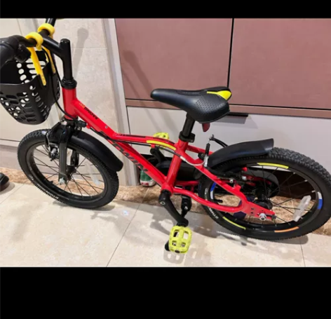 迪卡侬正版儿童自行车16寸红色，原价100...