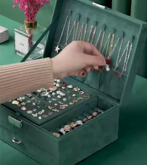 【全新包邮!】双层大号公主欧式绒布首饰收纳...