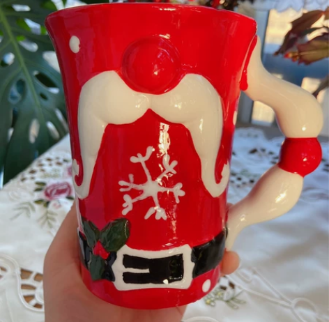 圣诞杯子，不是高温瓷，可做花瓶、笔筒，可当...