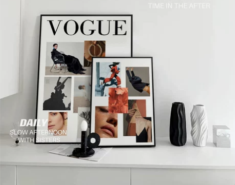 北欧简约风 黑白人物杂志海报装饰画客厅挂画...