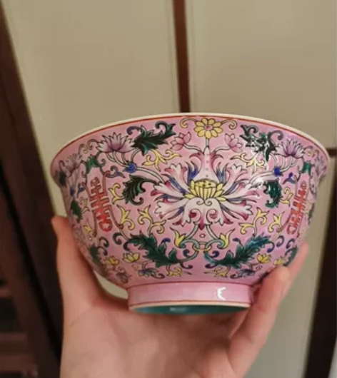 仿古 清雍正手绘珐琅粉彩碗 颜色都是手绘上...