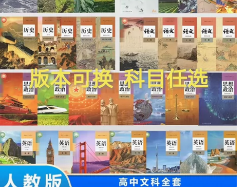 二手新版新高考高中文科全套人教版语文数学A...