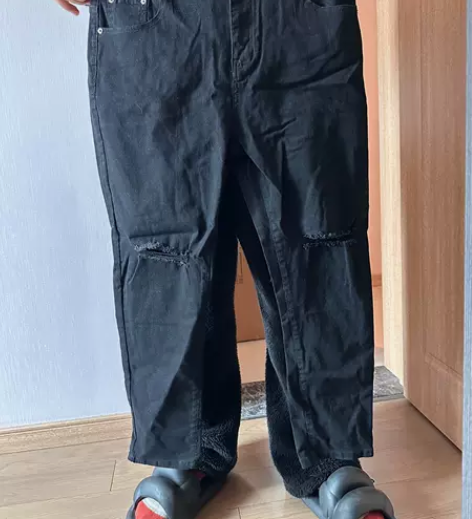 全新未穿男士破洞黑色牛仔裤2XL 感兴趣的...