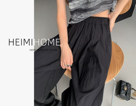 黑色冰丝裤女夏季薄款高腰垂感慵懒山本裤小个...