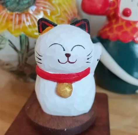 闲置清仓特价 《招财猫》木雕摆件装饰品 标...