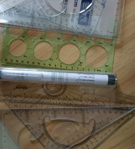 【出】平行尺30cm 画圆模板尺     ...