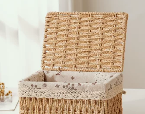 【狂欢价】桌面收纳盒带盖子茶几零食收纳筐衣...