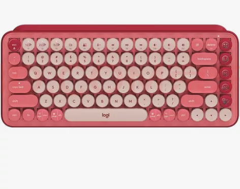 罗技pop keys红色无线蓝牙茶轴机械键...