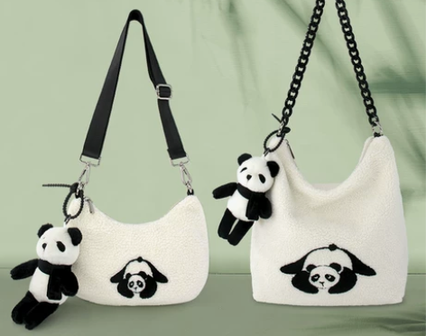 花间公主瑜伽熊猫时尚原创可爱毛绒单肩腋下斜...