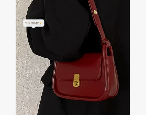 质感红色包包女包2023秋冬新款潮高级腋下...