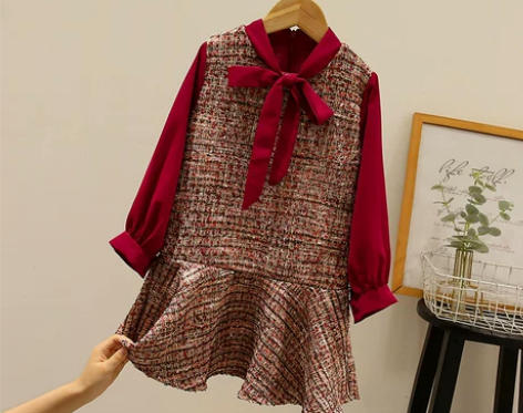 拉夏贝尔童装女童秋装连衣裙洋气小香风公主裙...