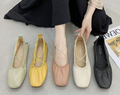 交叉绑带芭蕾舞鞋平底浅口单鞋女2020新款...