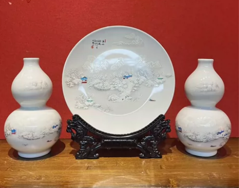 【包邮白菜价出】仿古瓷器 雪景古风陶瓷摆件...
