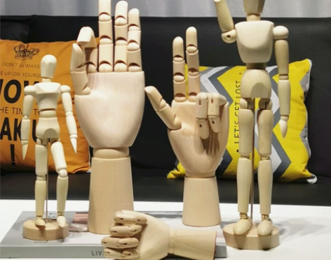木头人偶素体人体模型美术绘画摆件人偶手掌手...