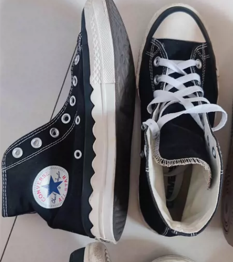 匡威荷叶边高帮帆布鞋（正品） 买大了，内标...