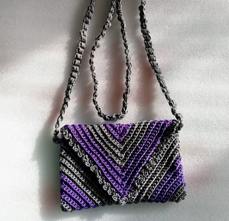 全新斜挎单肩手机包包，冰丝线纯手工钩织，吸...