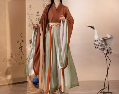 梨花阁亭九翊原创汉服女魏晋风交领广袖齐腰印...