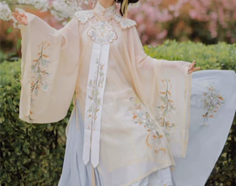 艺缕原创云肩汉服重工刺绣立领明制袄裙传统中...