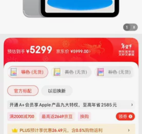 ipad第十代256G无线局域网?蜂窝网络...