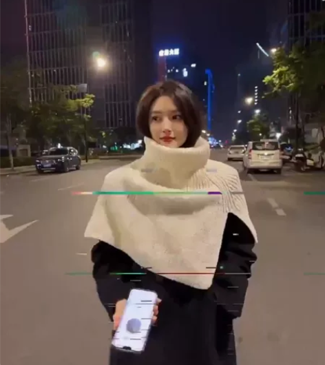 围巾女冬季毛线时尚洋气外搭套头围脖女纯色韩...